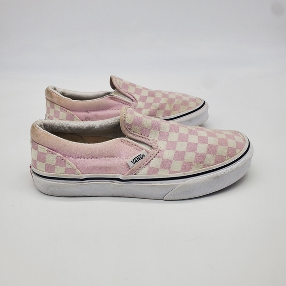 Vans Shoes Youth 3 Girl Classic Off The Wall Slip On White Pink Checkerboard - Picture 10 of 10